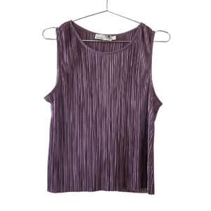 Everleigh Metallic Pleated Sleeveless Blouse Mauve Purple Tank Top Women Size M